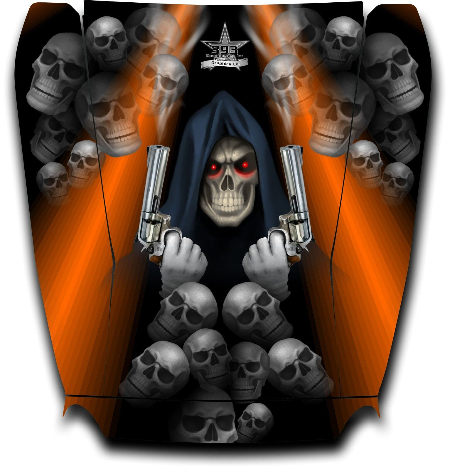 Arctic Cat Wildcat Graphic Decal Sticker Wrap Grim Reaper Revenge Hood Orange