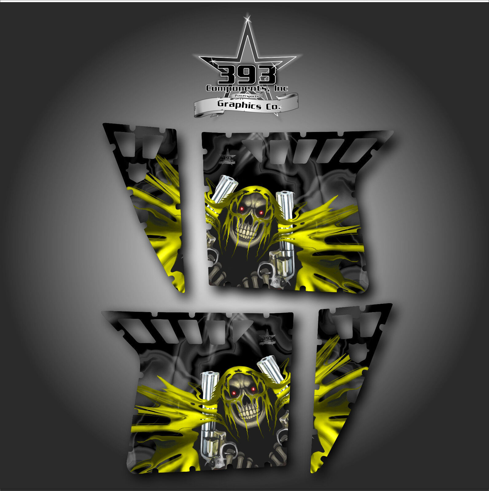 Pro Armor Door Graphics Kit Polaris RZR XP 900 RZR S 800 07-14 Unleashed Yellow