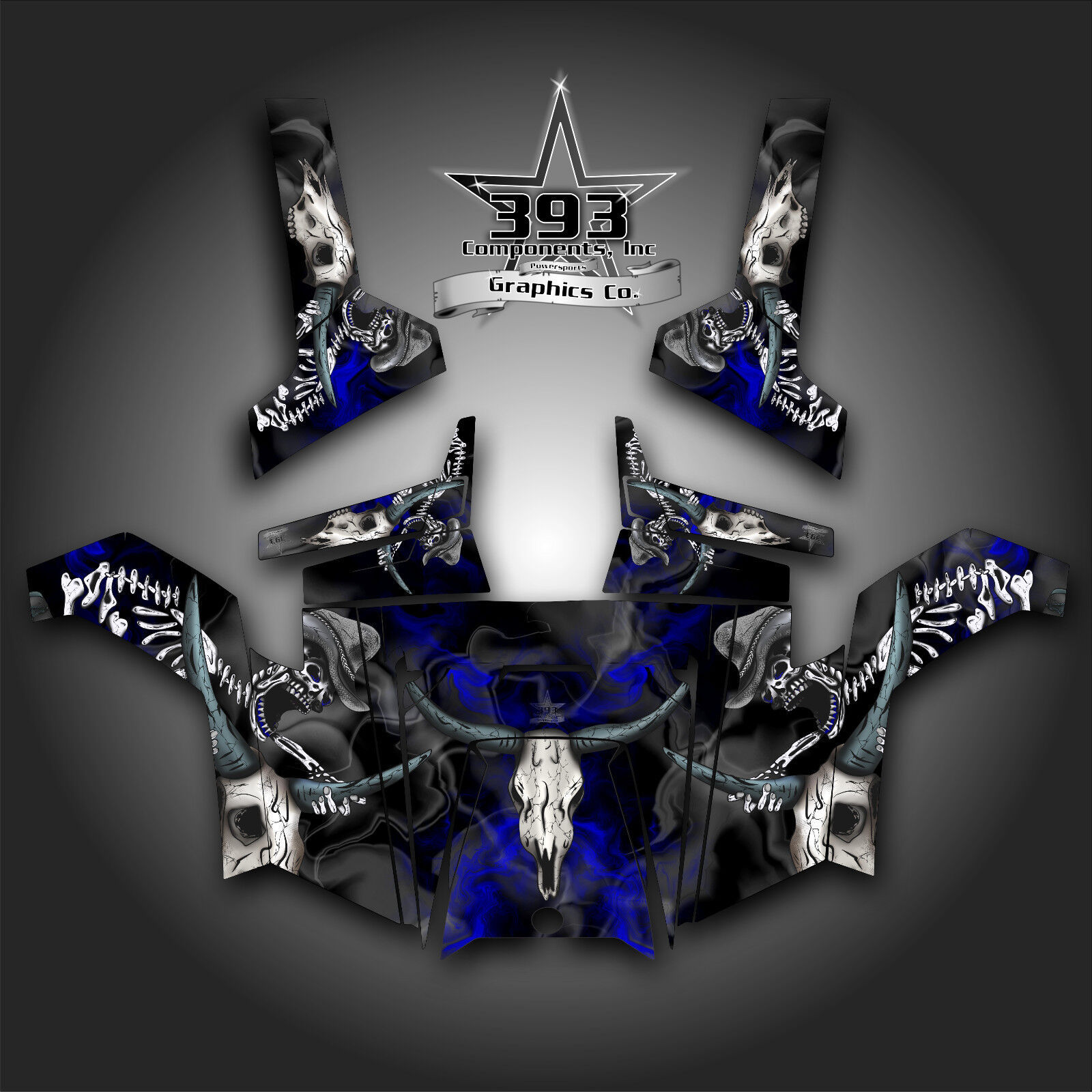 Polaris RZR 800 UTV Graphics Decal Wrap 2011 - 2014 Skull Rider Blue