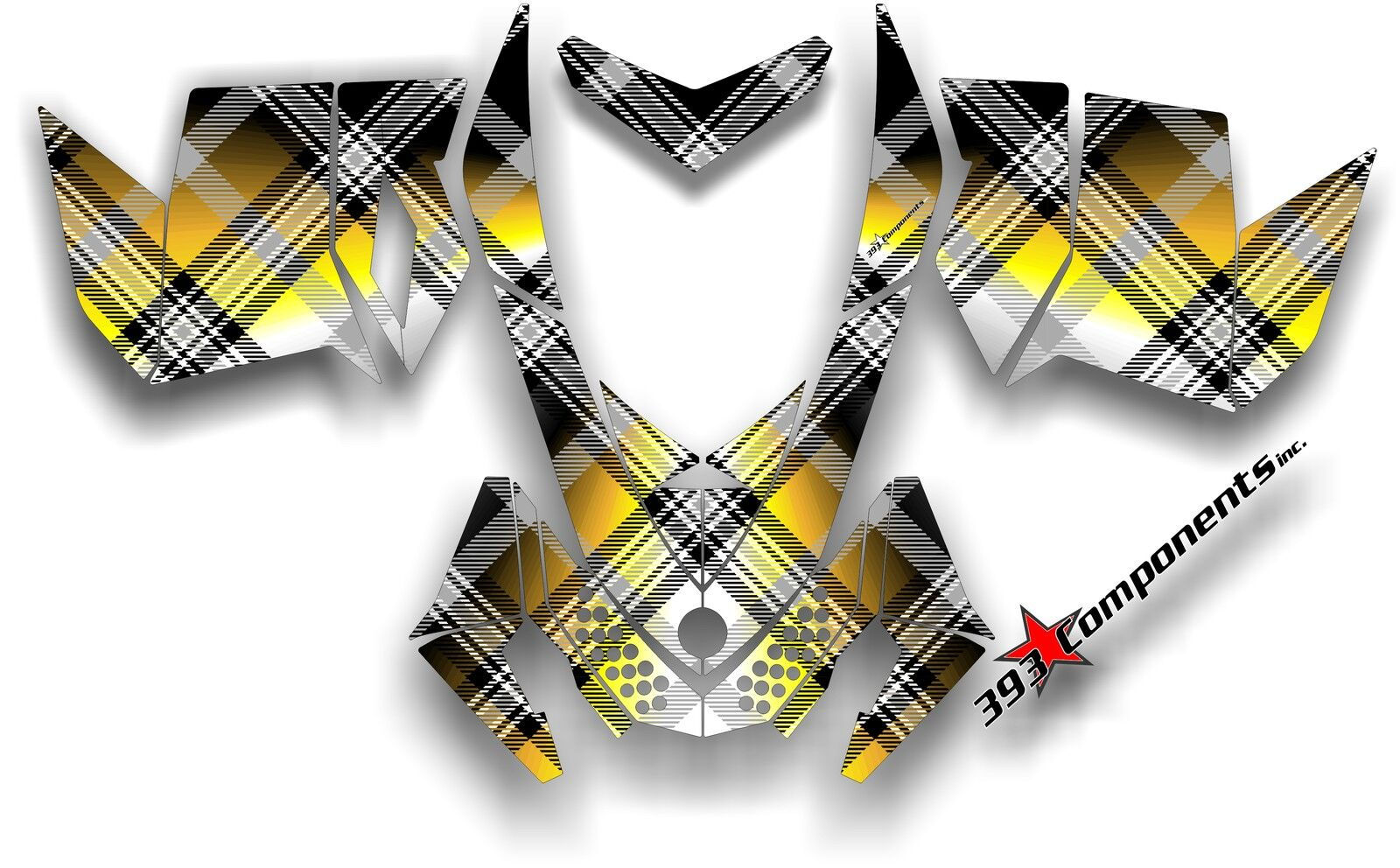 SKI DOO REV XP SNOWMOBILE SLED GRAPHICS DECAL STICKER KIT PLAID YELLOW BLK WHITE