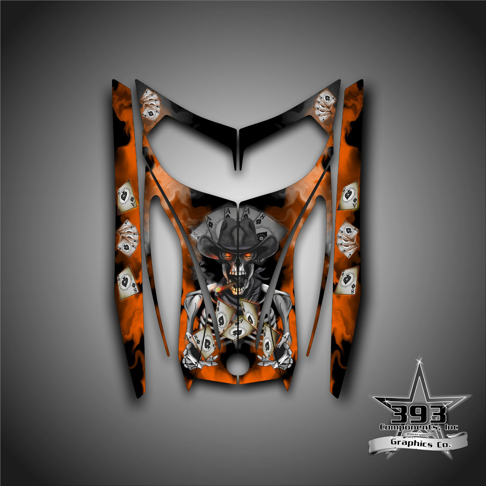 SKI-DOO REV MXZ SNOWMOBILE WRAP GRAPHICS HOOD DECAL 03-07 COWBOY OUTLAW ORANGE
