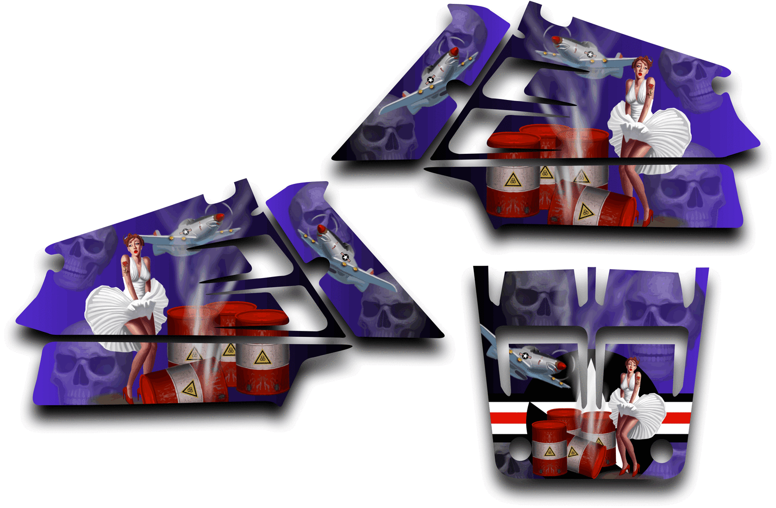 YAMAHA BANSHEE GRAPHICS WRAP DECAL STICKER KIT AMERICAN HERO PINUP SHROUDS BLUE