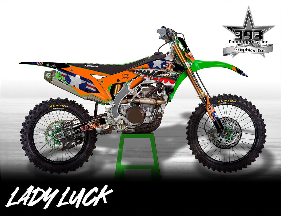 Thumbnail: KX450F Kawasaki Pinup Lady Luck Graphics Kit 2016-2018 KX 450