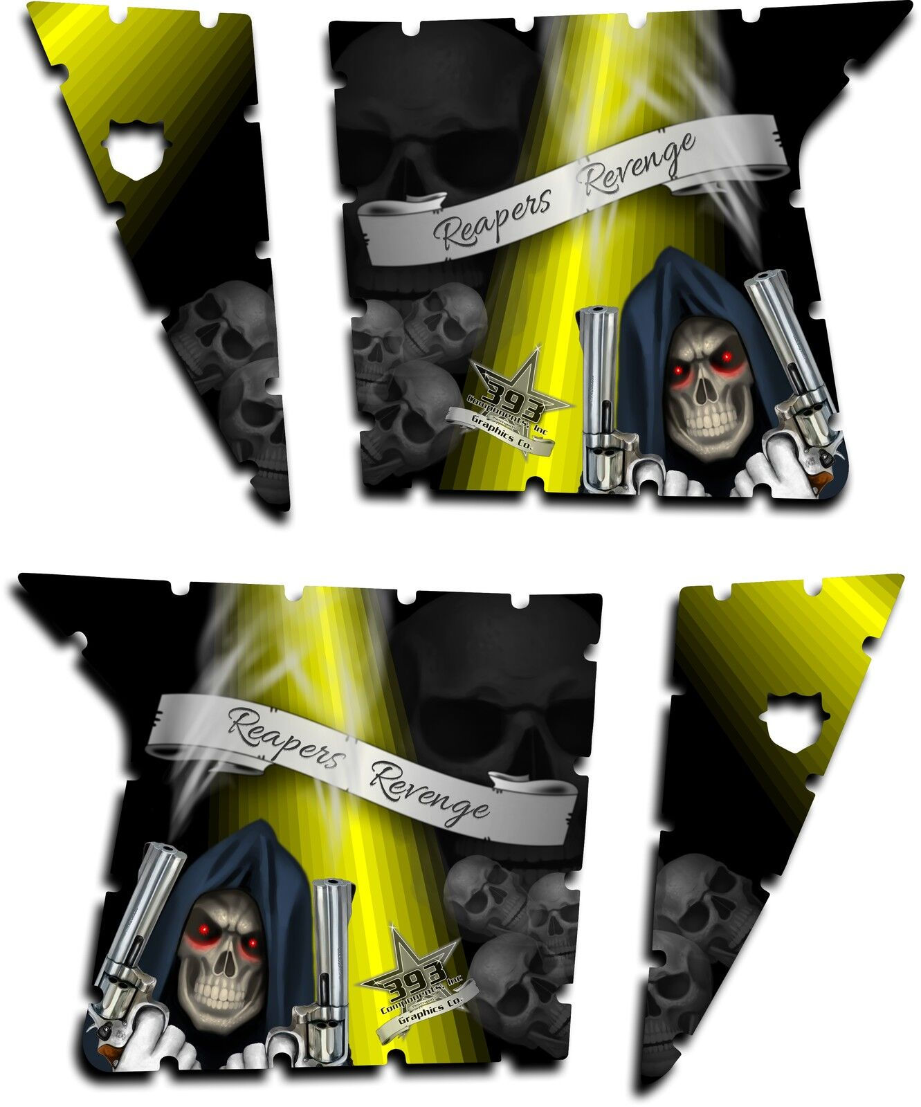 Pro Armor Door Graphics Kit Polaris RZR XP 900 08-14 RZR S Reaper No Cuts Yellow