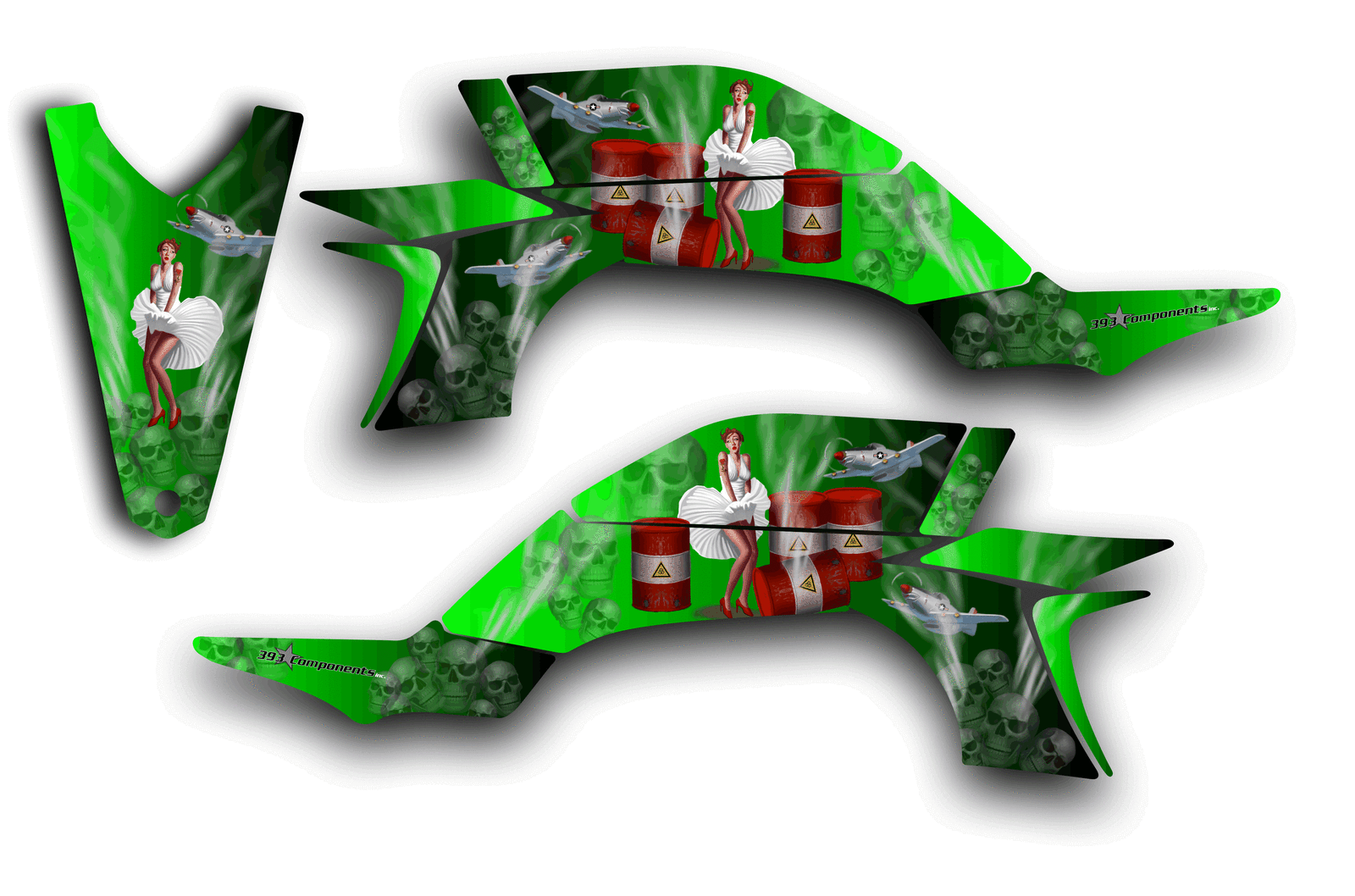 YAMAHA YFZ450 GRAPHICS DECAL KIT AMERICAN HERO PINUP YFZ 450 2003-2013 GREEN