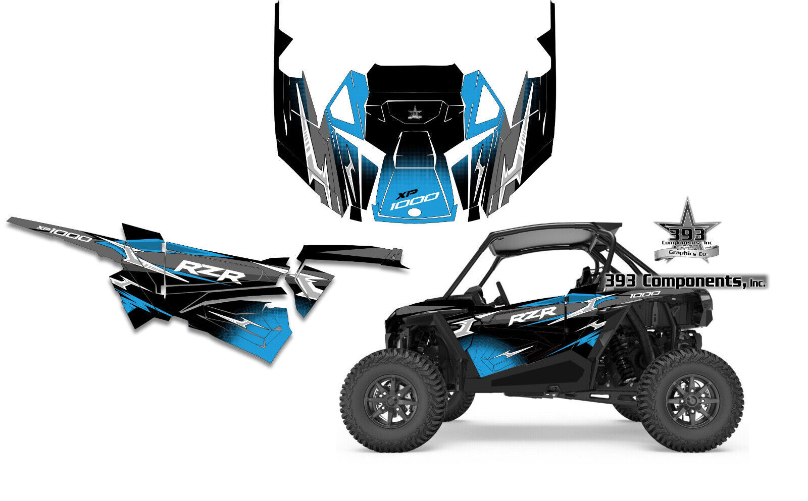 Polaris RZR XP 1000 UTV Wrap Strobe Graphics Sticker Decal Kit 2019-2022