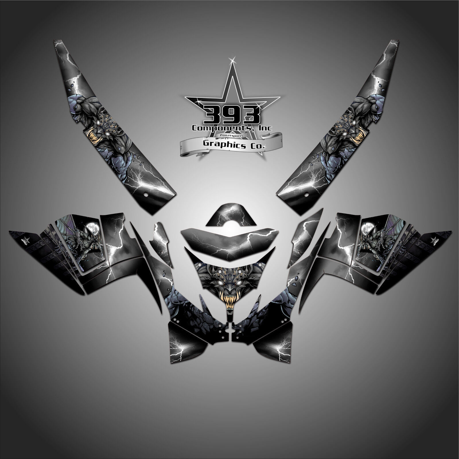 POLARIS IQ RACER 2005-2015  DECALS GRAPHICS WRAP WITH TUNNEL GUARDIAN BLACK