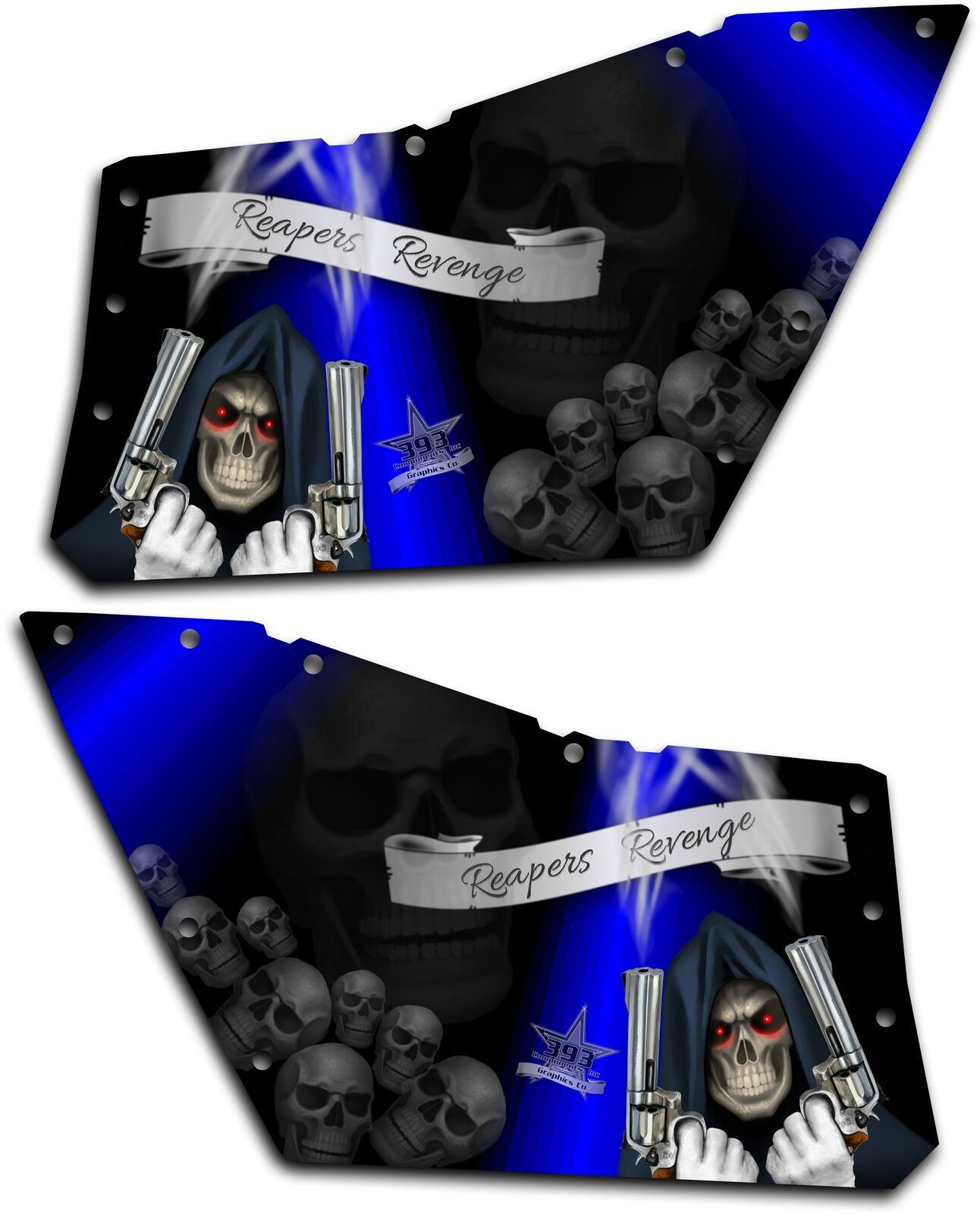 Polaris RZR OEM Door Graphics Kit 570 800 900 Decal Reaper Revenge Blue