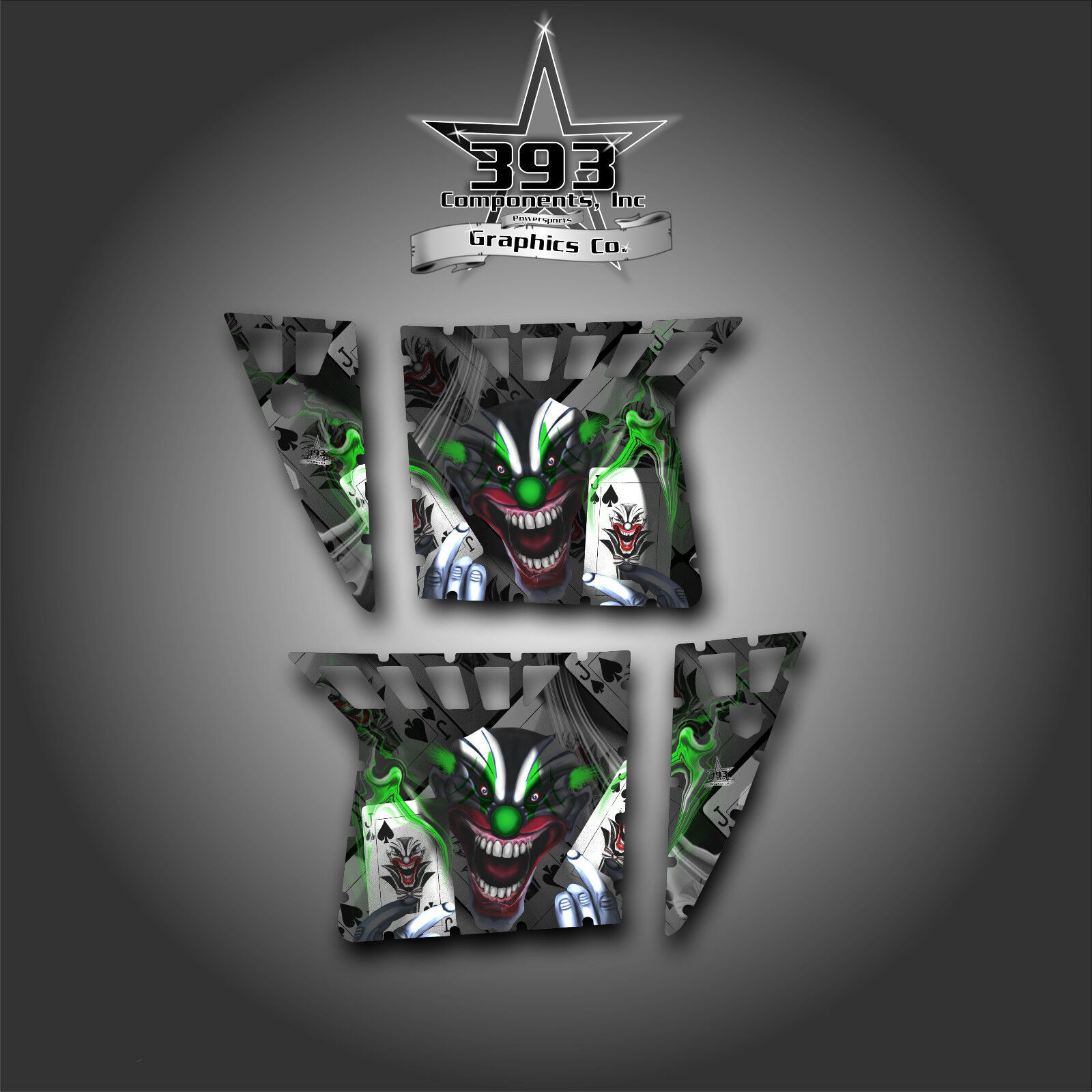 Pro Armor Door Graphics Kit Polaris RZR XP 900 RZR S 800 07-14 Evil Joker Green