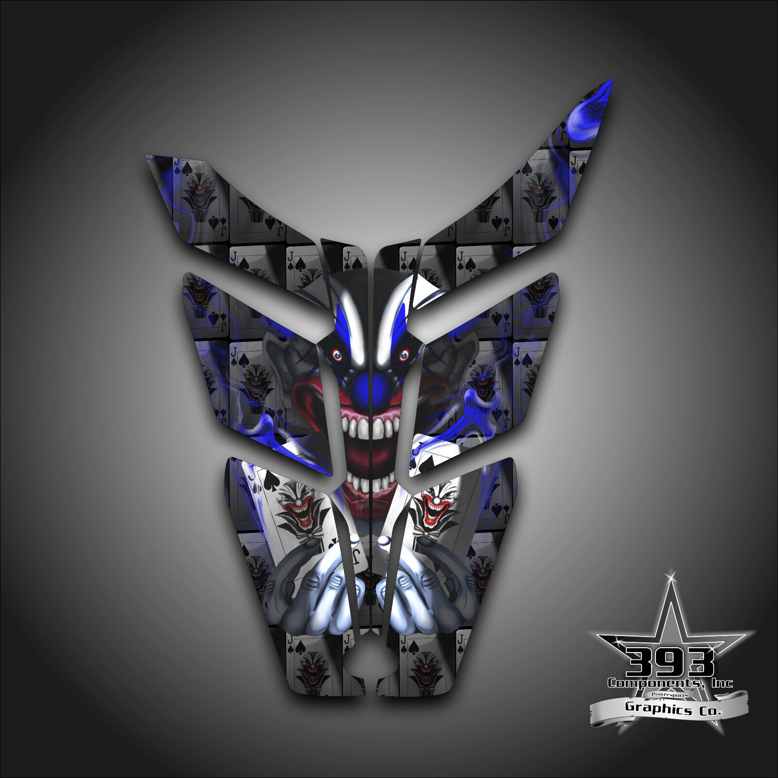 2010 - 2015 POLARIS PRO RMK - RUSH Decal Hood Wrap Graphics Evil Joker Blue