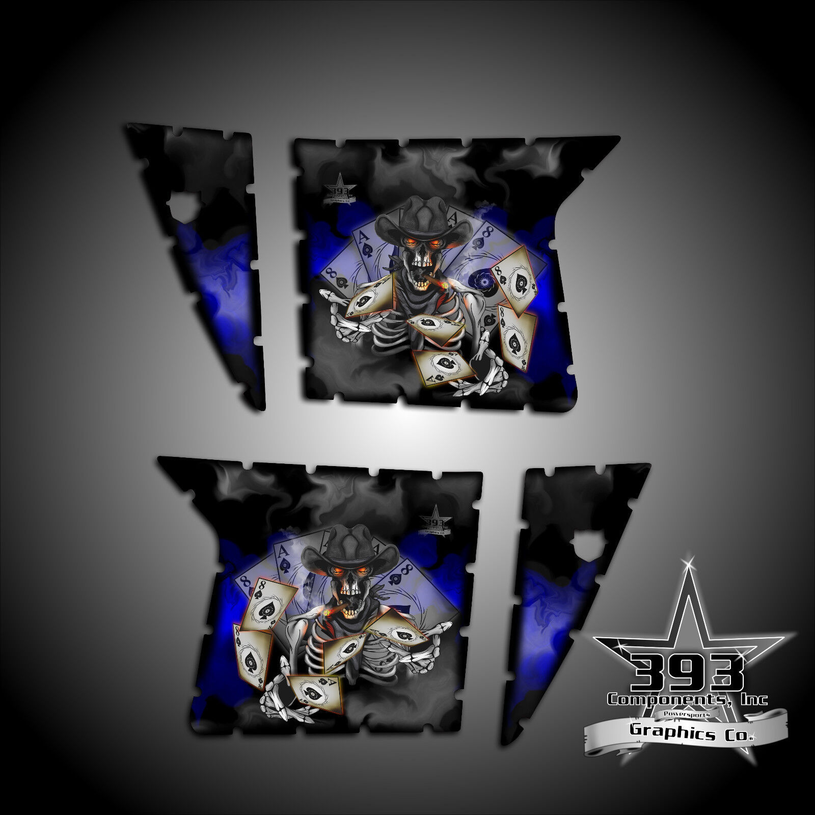 Pro Armor Door Graphics Kit Polaris RZR XP 900 RZR S 800 07-14 Outlaw Blue NoCut