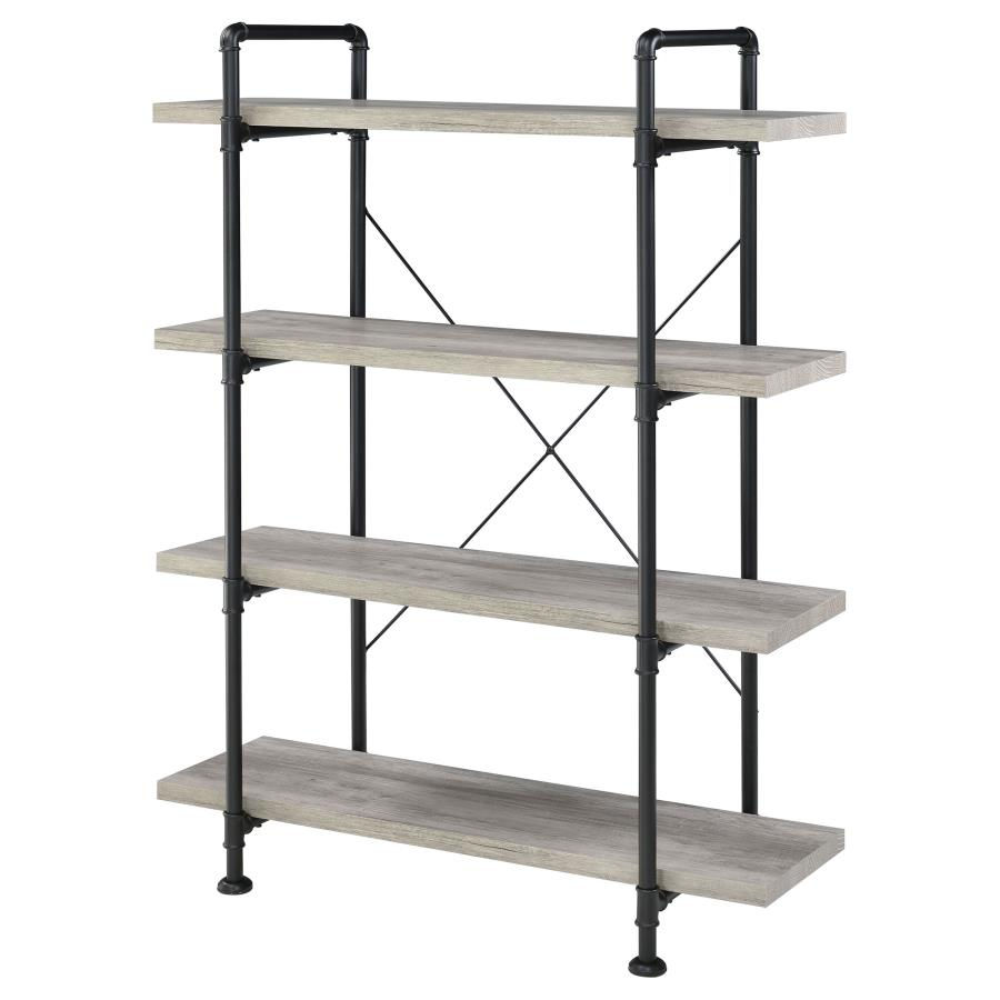 Thumbnail: Delray 4-tier Open Shelving Bookcase Grey Driftwood and Black