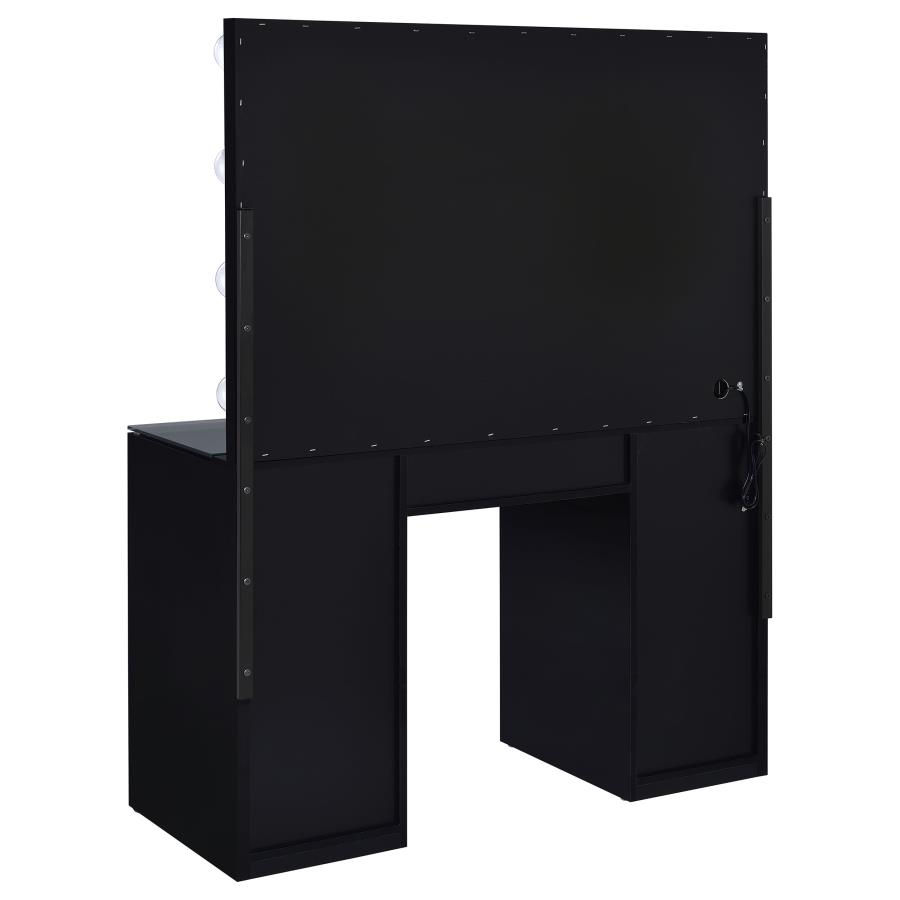Thumbnail: Acena 7-drawer Vanity Set with mirror,  Lighting Black High Gloss