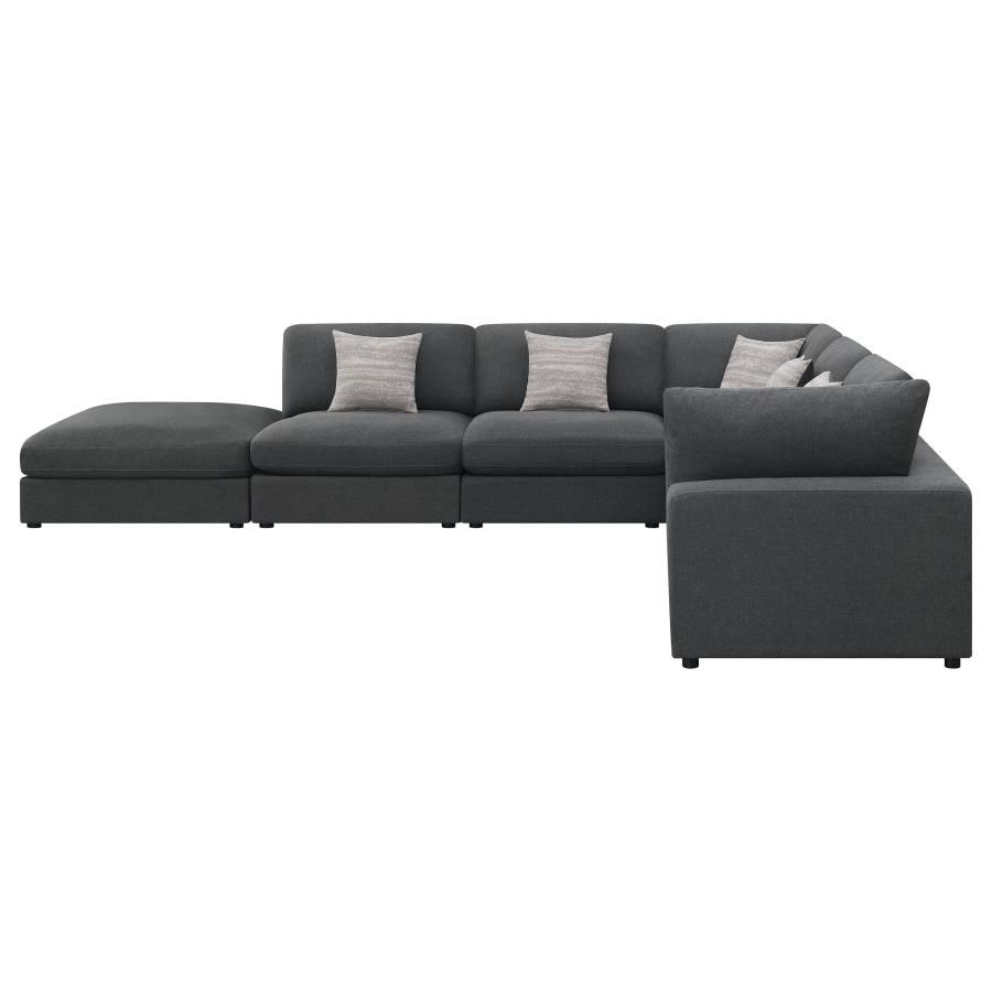 Thumbnail: Serene 6-piece Upholstered Modular Sectional Sofa Charcoal