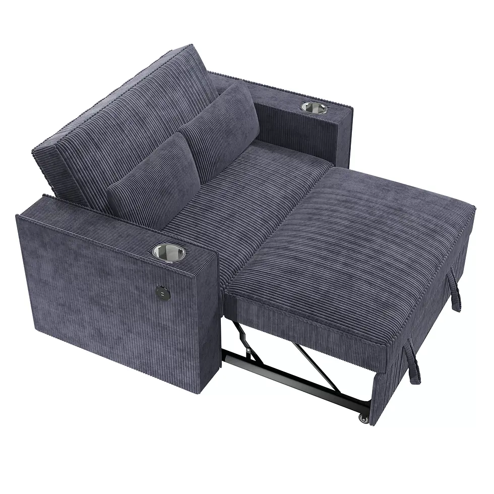 Thumbnail: Convertible Sofa Sleeper Sofa W/ Cup Holders & USB Port