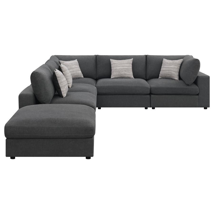 Thumbnail: Serene 6-piece Upholstered Modular Sectional Sofa Charcoal