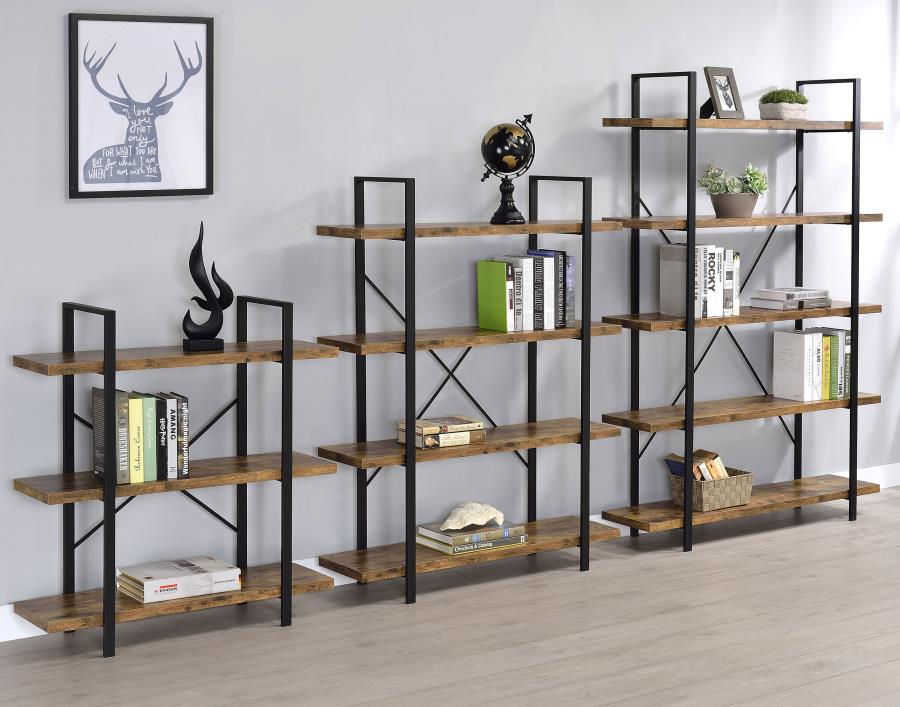 Thumbnail: Cole 4-Shelf Bookcase Antique Nutmeg and Black
