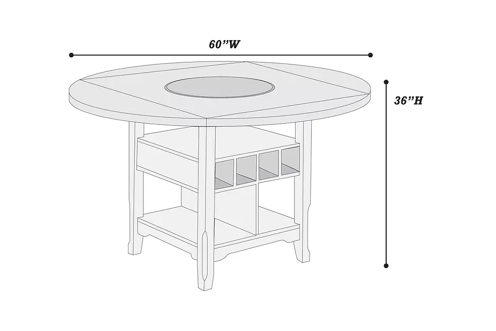 Thumbnail: 7PCS. Counter Height Table + 6 Chairs.  Built in Leaf & Built-In Lazy Susan