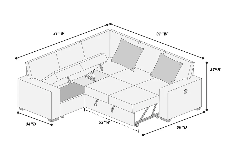 Thumbnail: 3-Piece Convertible Sectional Reversible Storage Sofa + Reversible Sofa with Pul