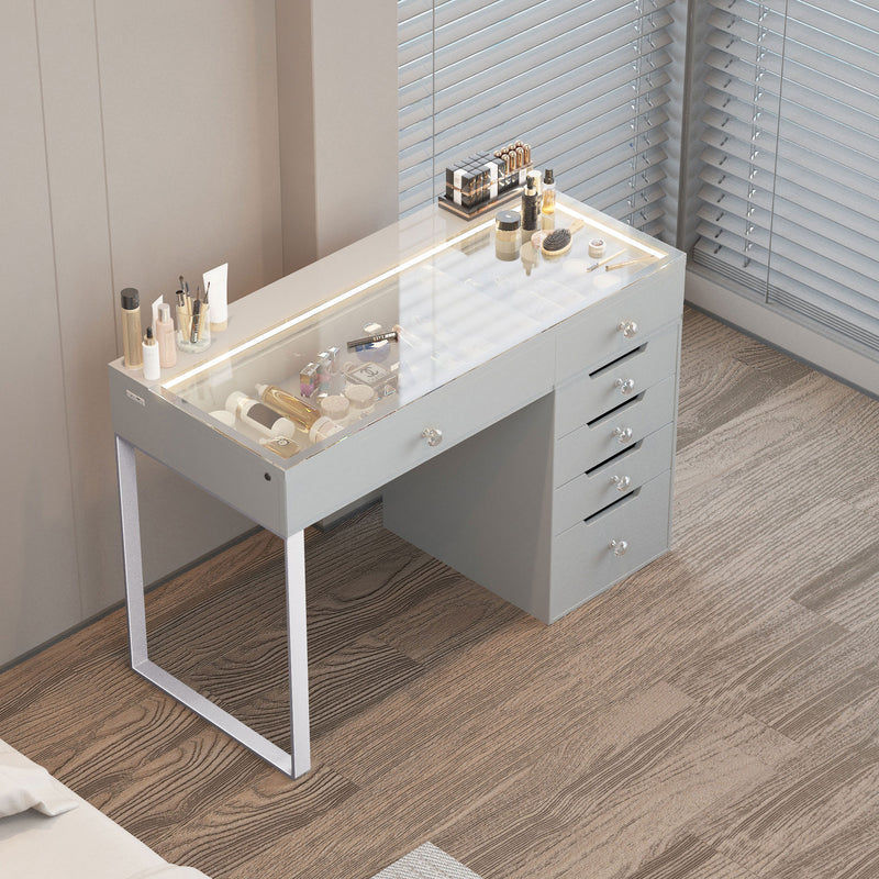 Thumbnail: VANITII Diana WHITE Vanity Desk Pro - 6 Storage Drawers