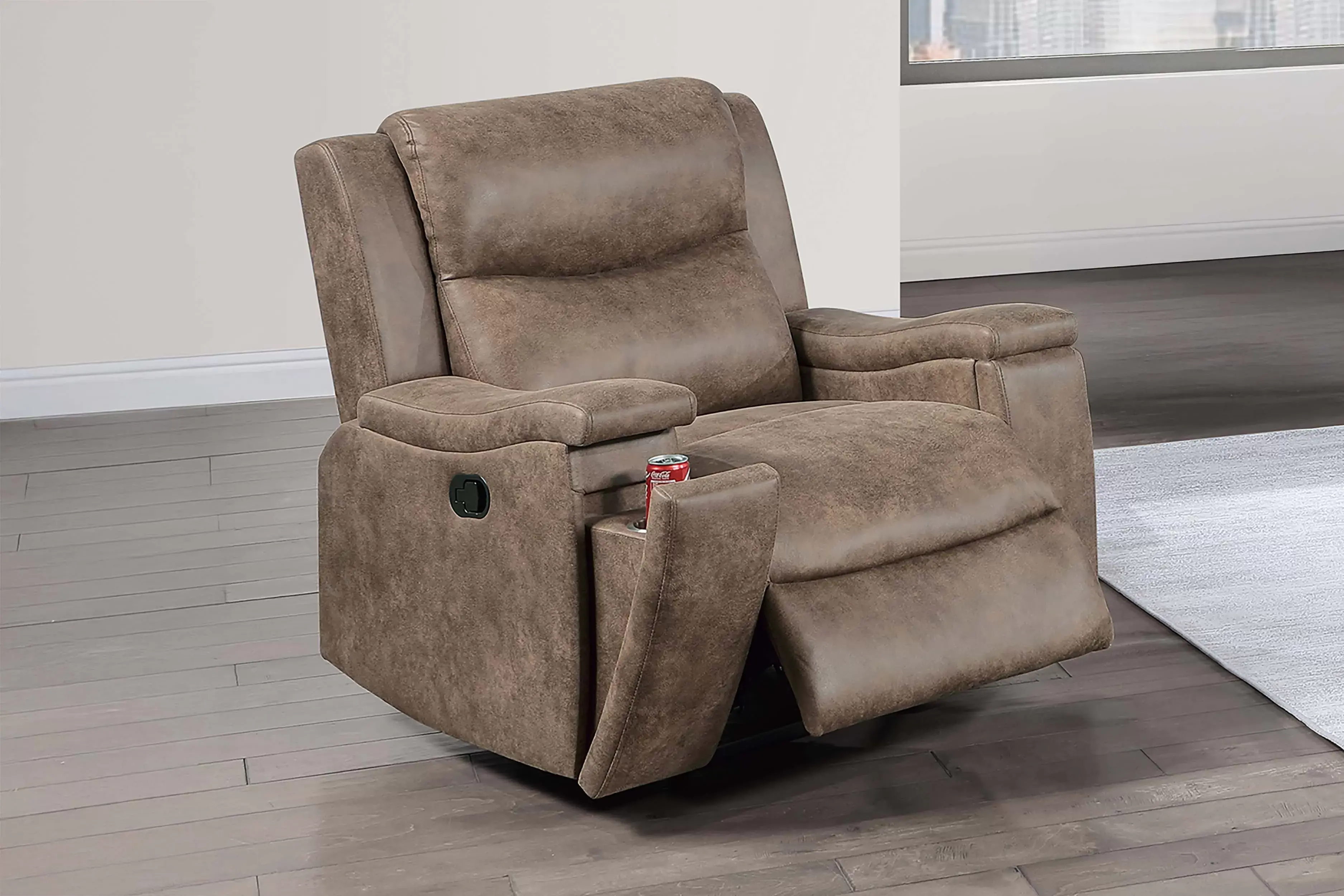 MANUAL RECLINER W/ ARM W/ HIDDEN CUP HOLDER