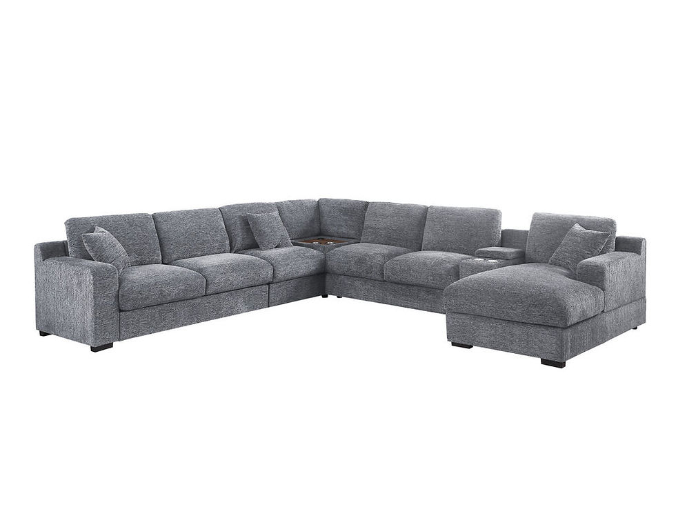 Thumbnail: Celine 141.5"W Light Gray Chenille Fabric Corner Sectional Sofa with Right-Facin