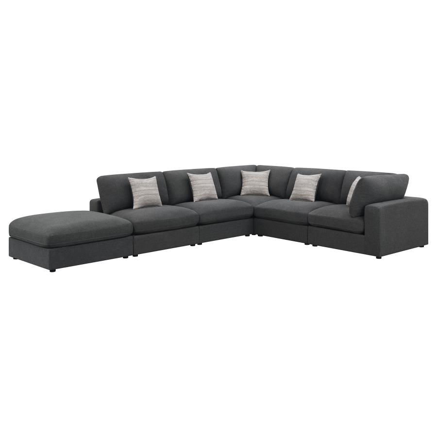 Thumbnail: Serene 6-piece Upholstered Modular Sectional Sofa Charcoal