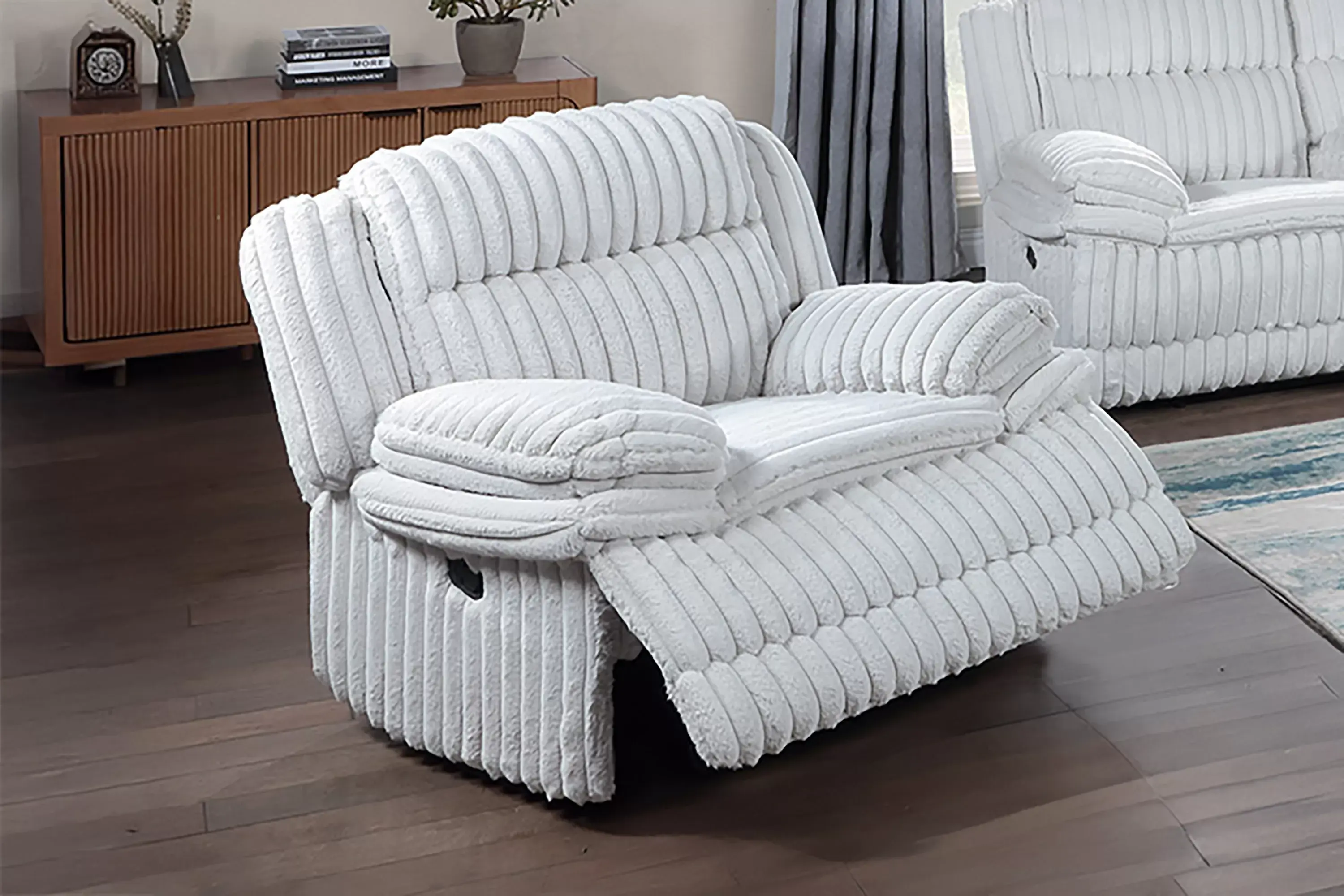 FUR-LIKE JUMBO CORDUROY MANUAL GLIDER RECLINER