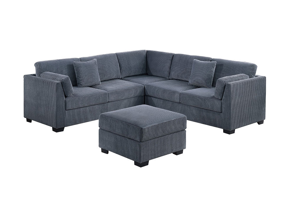 Thumbnail: 4-Piece Sectional Set W/ Ottoman DARK GRAY COLOR
