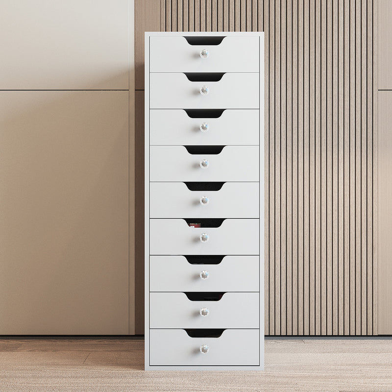 Thumbnail: VANITII 9-Drawer Makeup WHITE Vanity Storage Unit with Lights