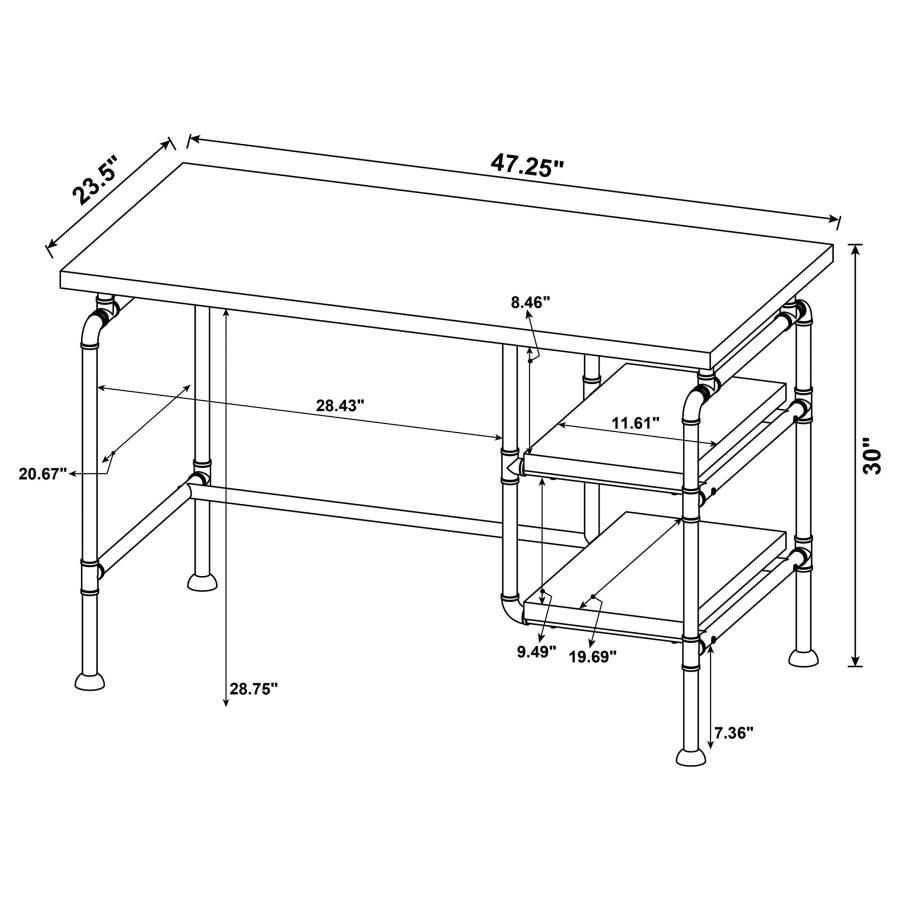 Thumbnail: Delray 2-tier Open Shelving Writing Desk Grey Driftwood and Black