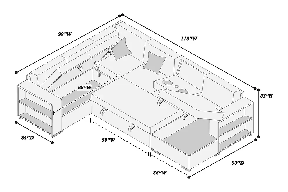 Thumbnail: 4-Piece Convertible Sectional
