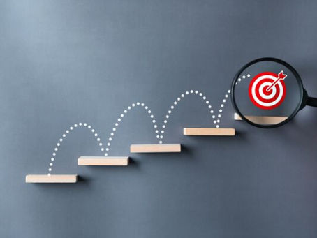 Steps to reach the target with magnifying glass on target