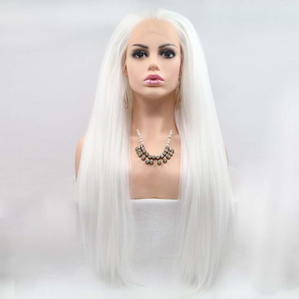 Sylvia Wigs 1001#Synthetic White Lace Front Wigs For Women Hair Heat Resistant