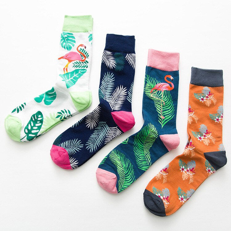 Miniature : 1 pair of men's cotton color combing socks casual men's socks funny knit printed