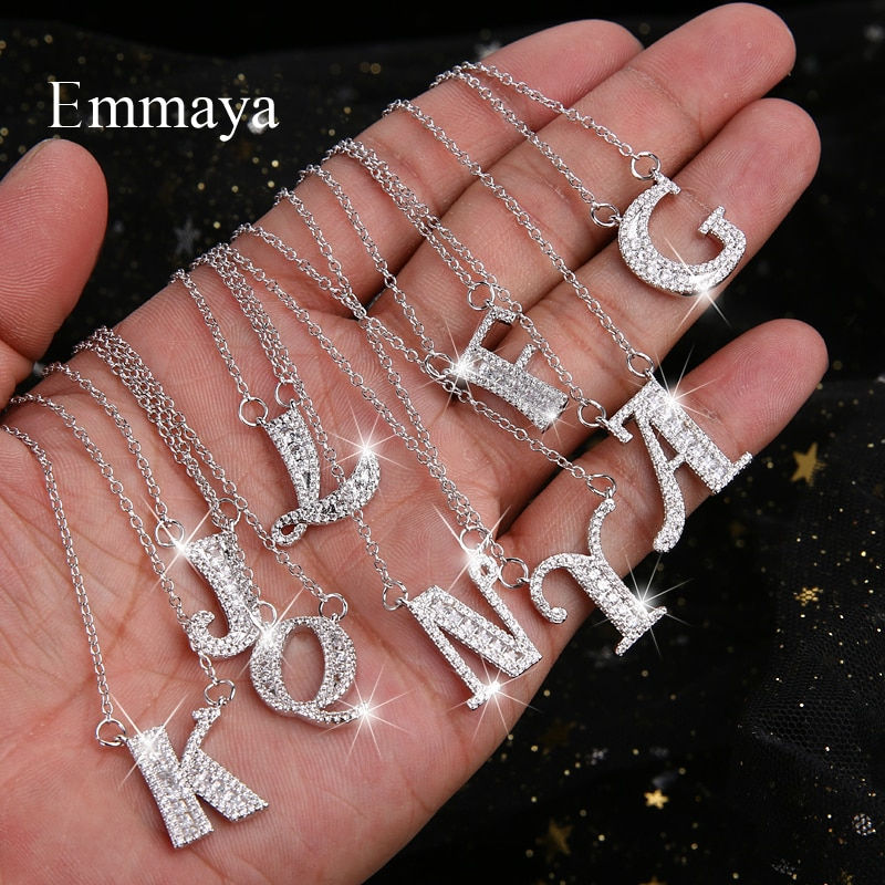 Miniature : Emmaya Letters Chain Pendants Necklaces Women's Zircon Hip Hop 