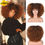 Pikkukuva: LIZZY Short Afro Kinky Curly Synthetic Ombre BrownWig High Temperature Glueless