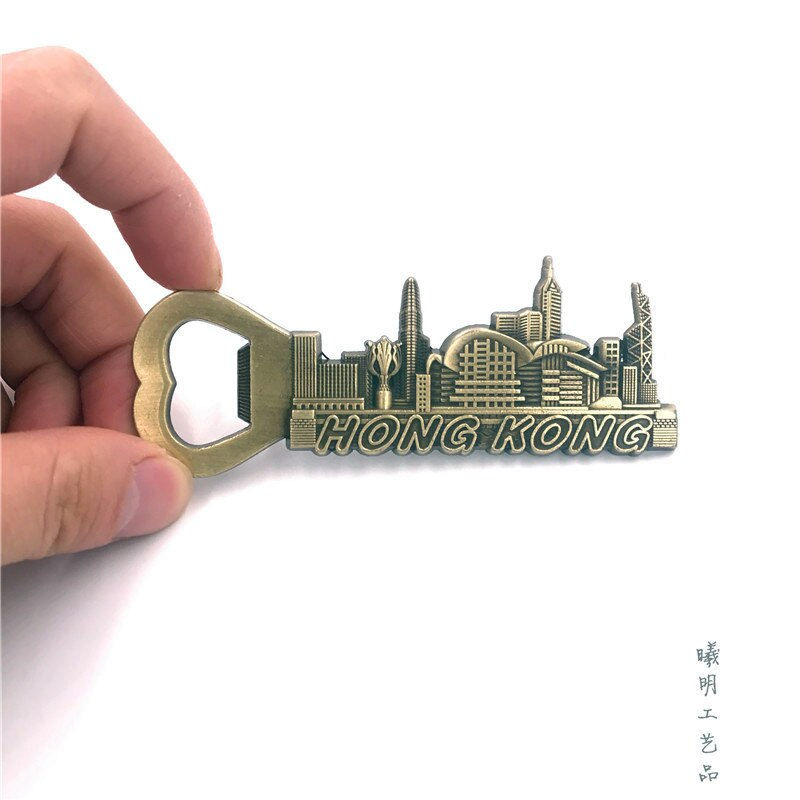 Miniature : New 3D Bottle Opener Fridge Magnets HongKong Souvenir Metal Refrigerator Magnets