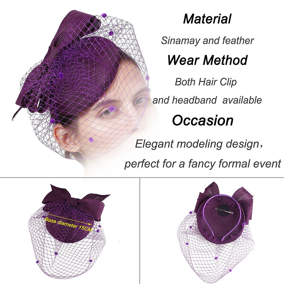 Thumbnail: Party Headpiece Hair Clip Bride Wedding Hair Accessories Net Chapeau Cap