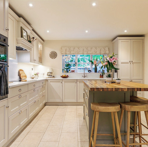 Shaded White Cottage Kitchen - Liss, Hampshire