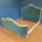 Vintage French Upholstered Bed Blue (Kingsize 5')