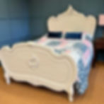 Antique French Painted Cream Wooden Bed (Double 4ft 6')