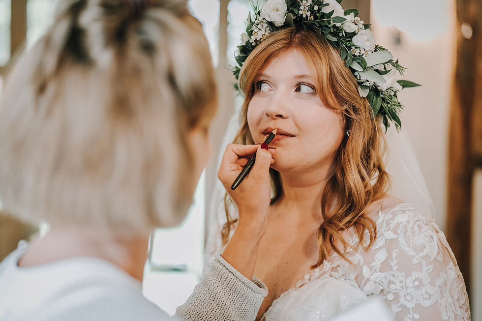 Romantic Bridal Hair and Makeup at Rivervale Barn
