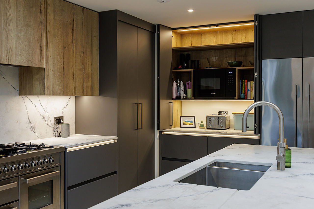 Modern Kitchen with Hidden Pantry - Godalming