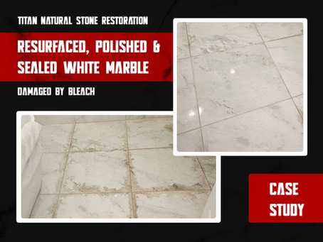 Restored White Marble After Bleach Damage Treatment
