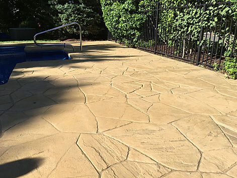 Stamped Concrete Pool Deck After RenuKrete Revival in Long Island