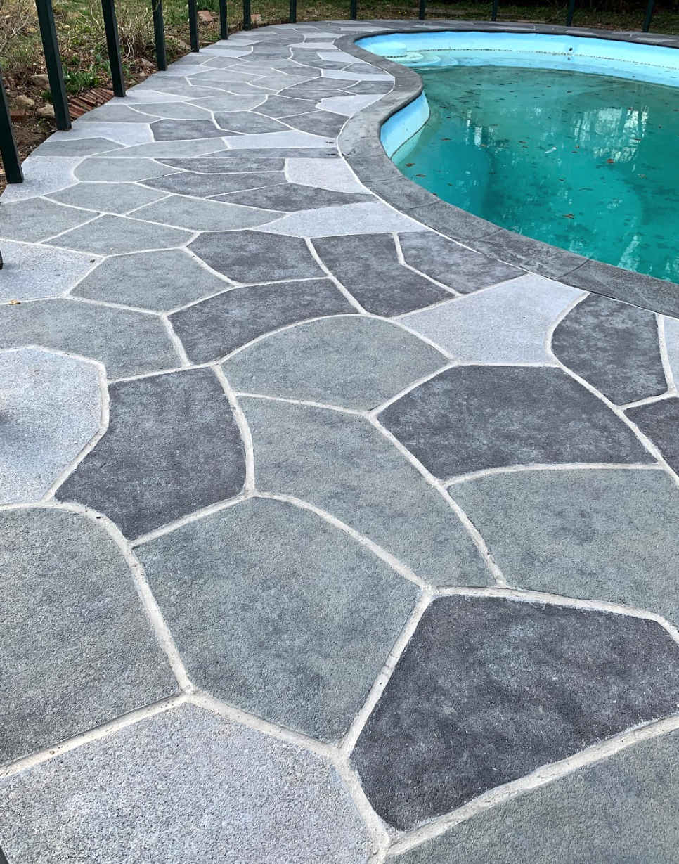 Granite Slate pool deck renovation - updated outdoor living space ...