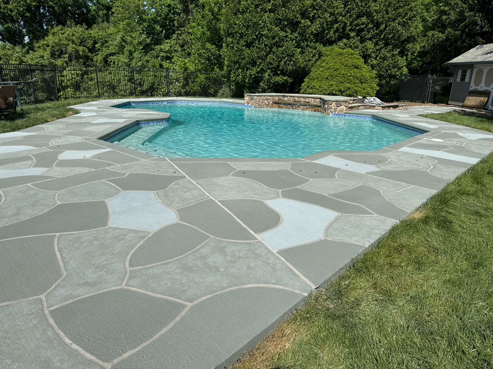 Granite Slate pool deck renovation - clean gray slate appearance ...