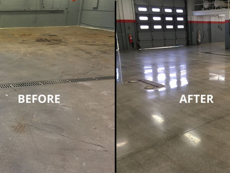 RenuKrete concrete polishing makes an unsightly NJ Cadillac auto dealer service floor shine.