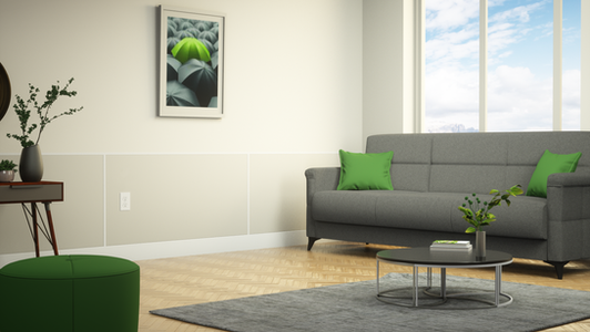 First-floor living room design using EnduraFlood non-gypsum waterproof drywall replacement system
